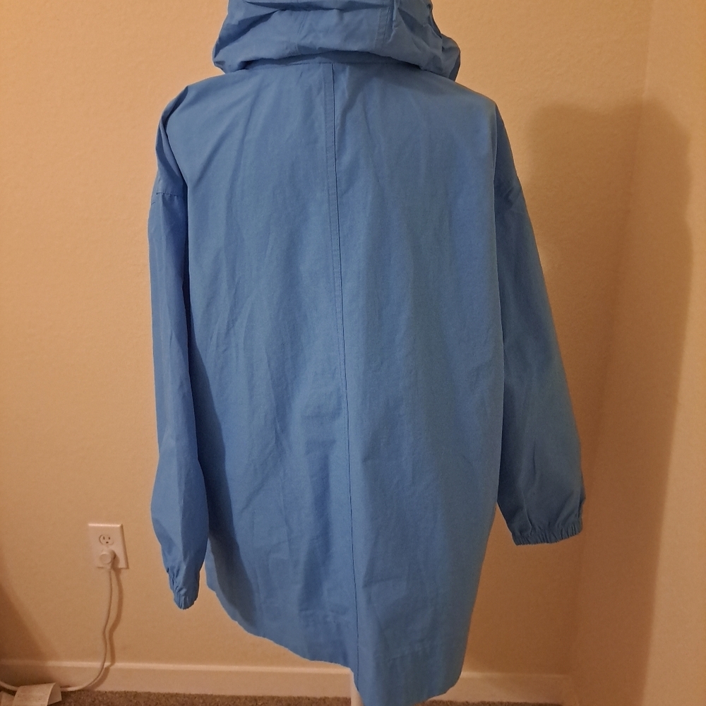 NWT Eileen Fisher Stand Collar Jacket  Sz L Blue Cotton Nylon Blend 2025 Season - Picture 7 of 12